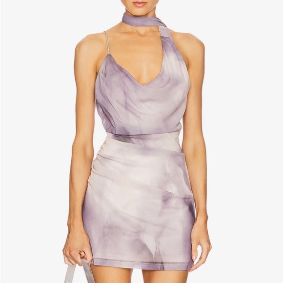 Superdown Marble Mini Dress in Purple and Cream - Picture 2 of 5
